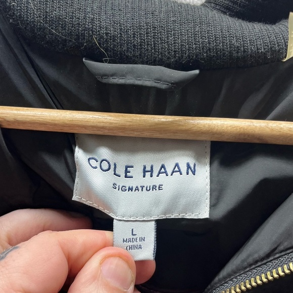 Cole Haan Signature Down feather Parka Puffer Coat Womens L Black Winter Warm - Picture 2 of 6